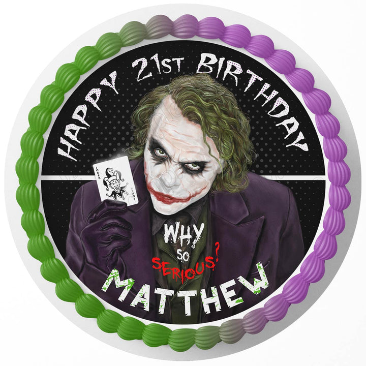 Crazy Clawn Joker Serius  Edible Cake Toppers Round