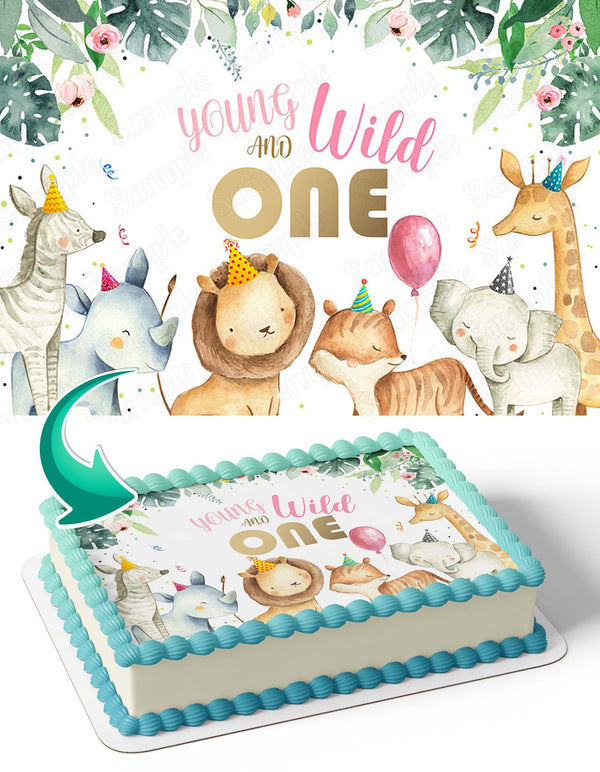 Jungle Safari Animals Young Wild and OneYWO Edible Cake Toppers