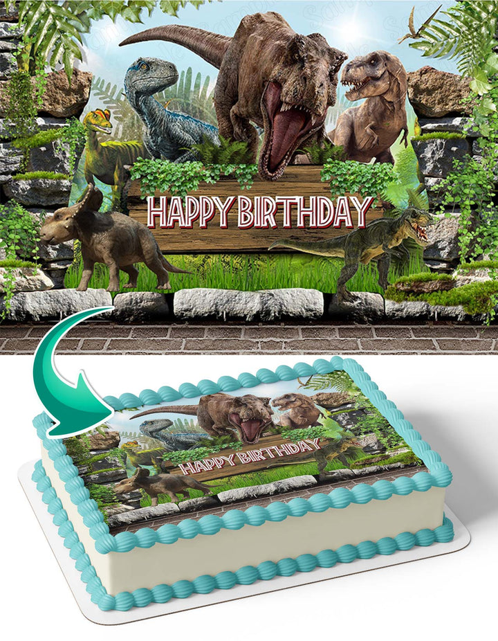 Jurassic Park Dinosaur Trex Kids Edible Cake Toppers