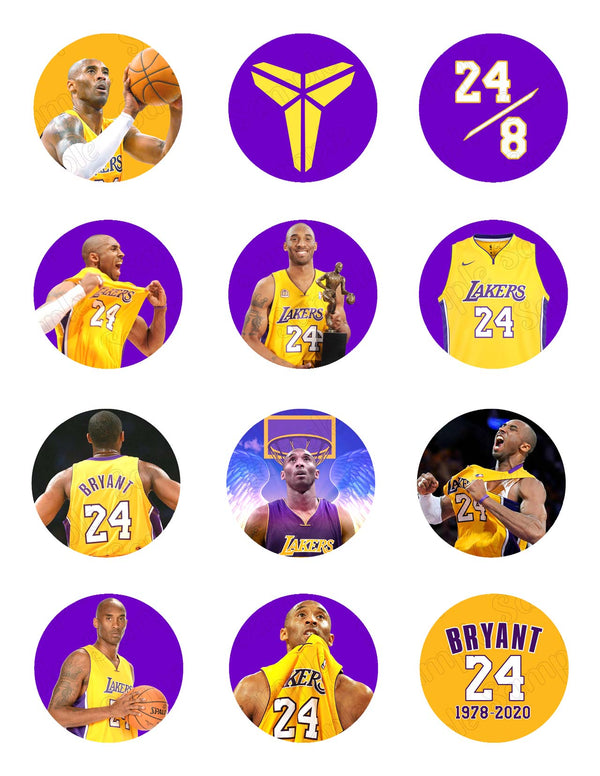 Kobe Bryant Edible Cupcake Toppers