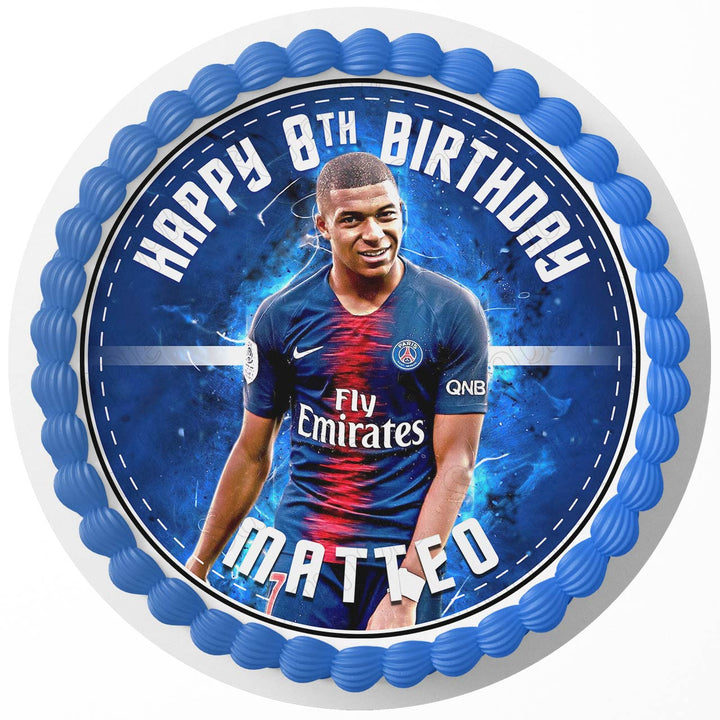 Embappe Cake Kylian Mbappe PSG Edible Cake Toppers Round – Edible Cake Topper Corp