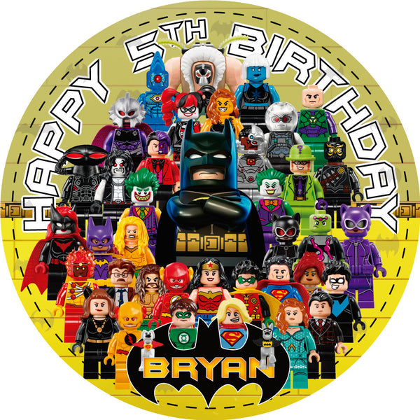 Legho Bati Super Hero Edible Cake Toppers Round