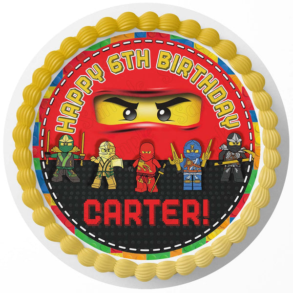 Bricks Fun Ninjago Blocks Edible Cake Toppers Round