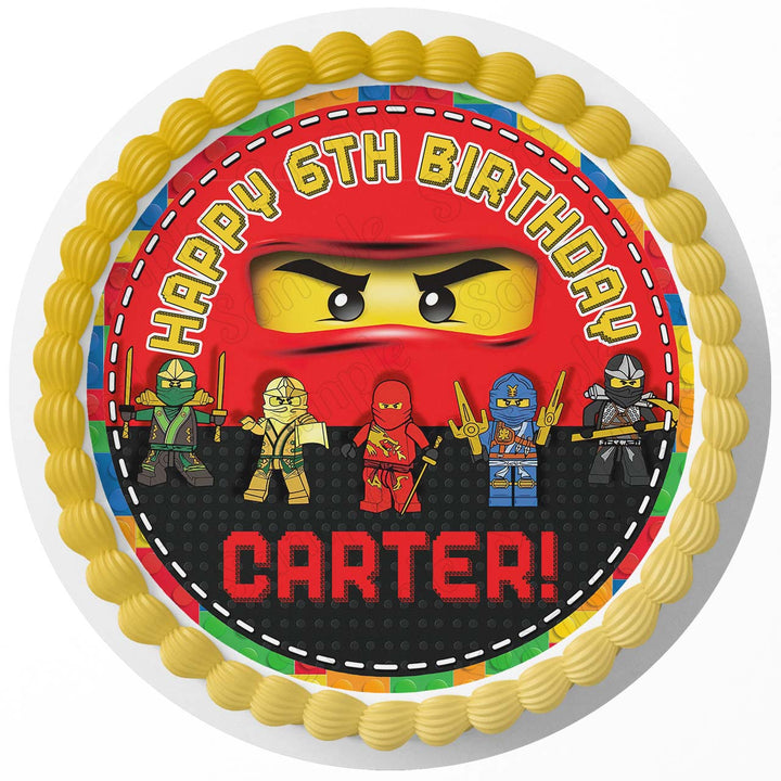 Bricks Fun Ninjago Blocks Edible Cake Toppers Round