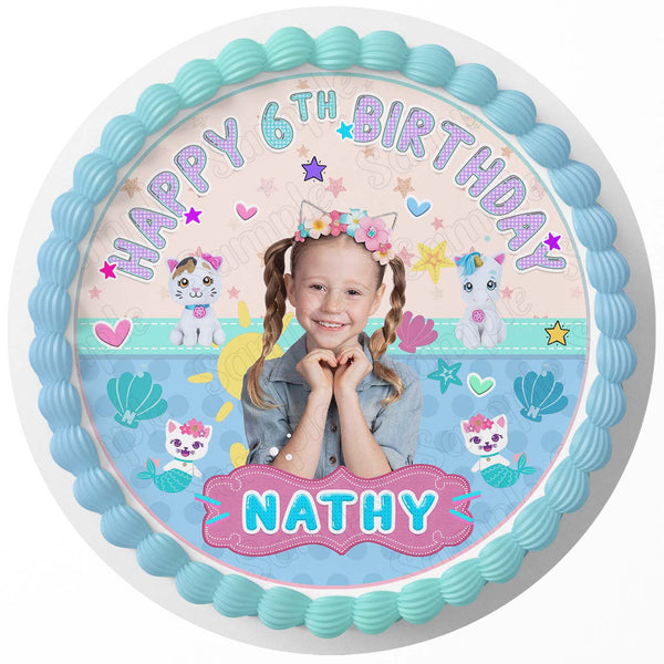 Like Nastya Girls Cute Princess Pink Edible Cake Toppers Round