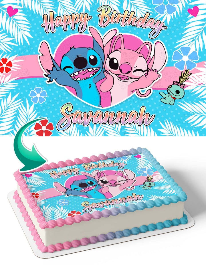 Lilo Angel Kids Boys Girls Stich Pink Edible Cake Toppers