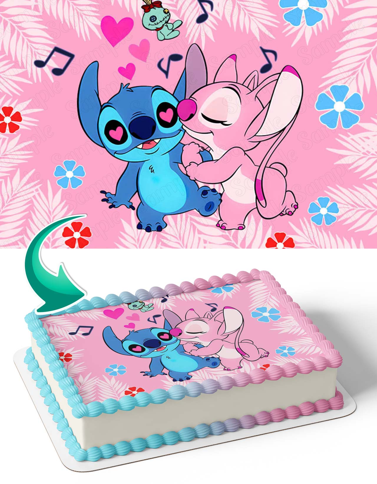 LiloStitch Pink PB Edible Cake Toppers Ediblecaketopper