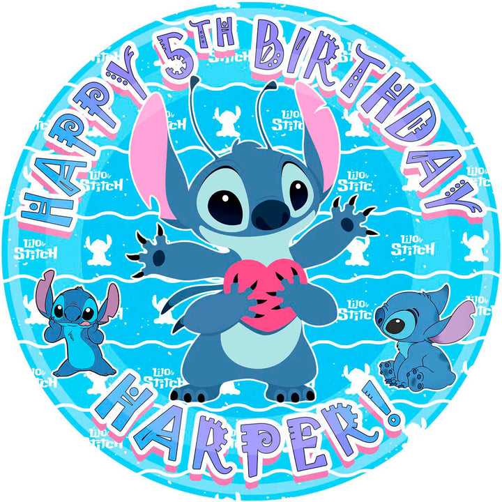 Lilo Kids Fun Stich Deco Cute Edible Cake Toppers Round