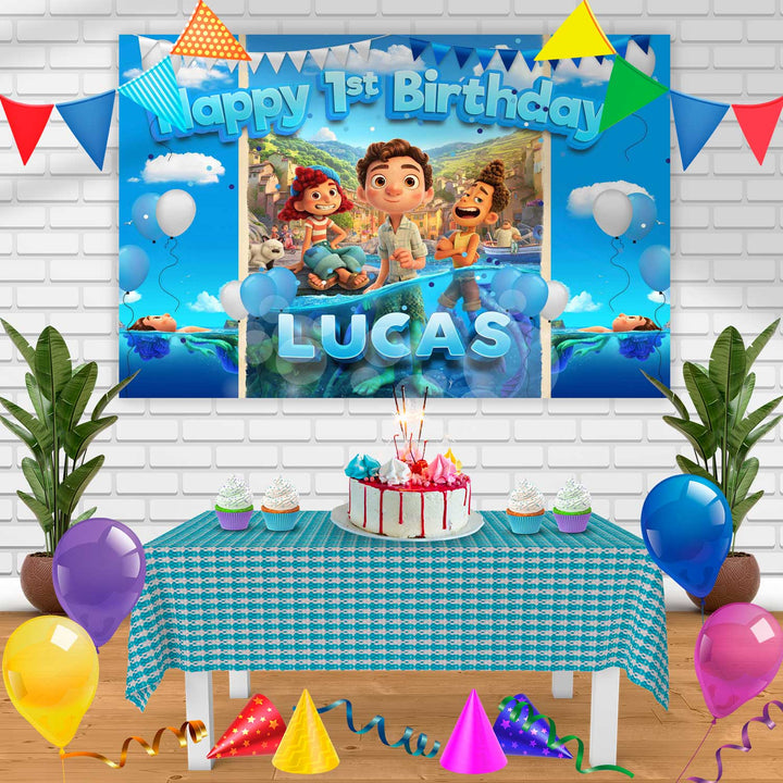 Luca Pixar Birthday Banner Personalized Party Backdrop Decoration