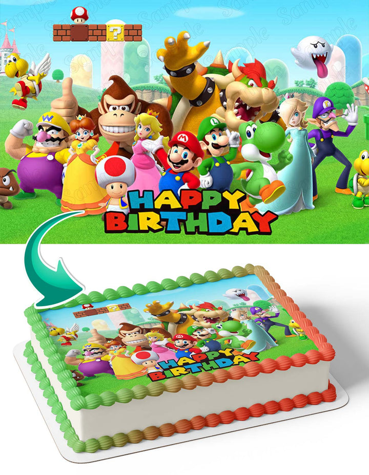 Mario Bros Luigi Bowser Donkey Kong Princess Peach Yoshi Edible Cake Toppers