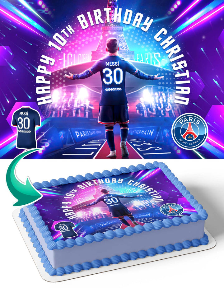Messi 30 PSG Paris Saint Germain Edible Cake Toppers