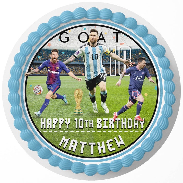 Messi Soccer Player Barsa Edible Cake Toppers Round