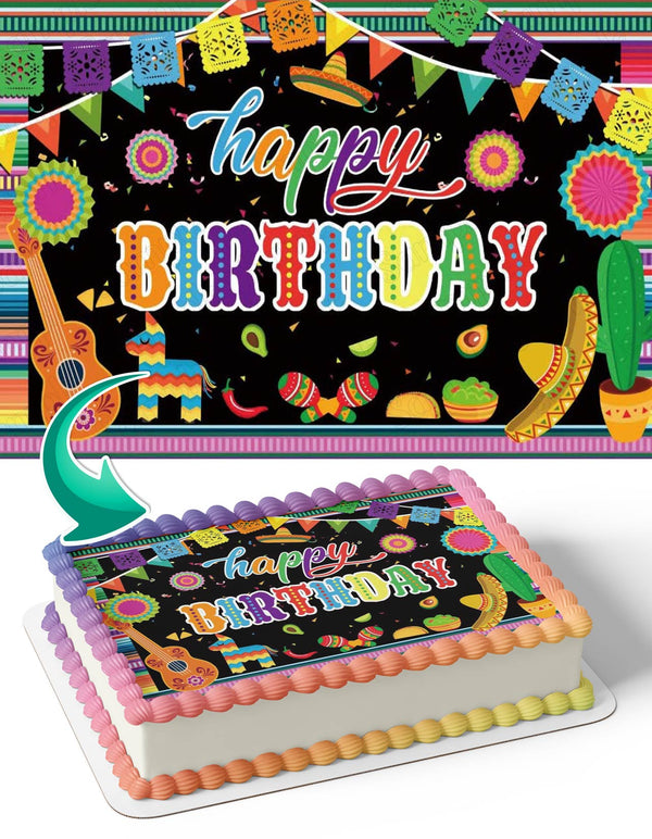 Mexican Decoration Happy Birthday Party Edible Cake Toppers