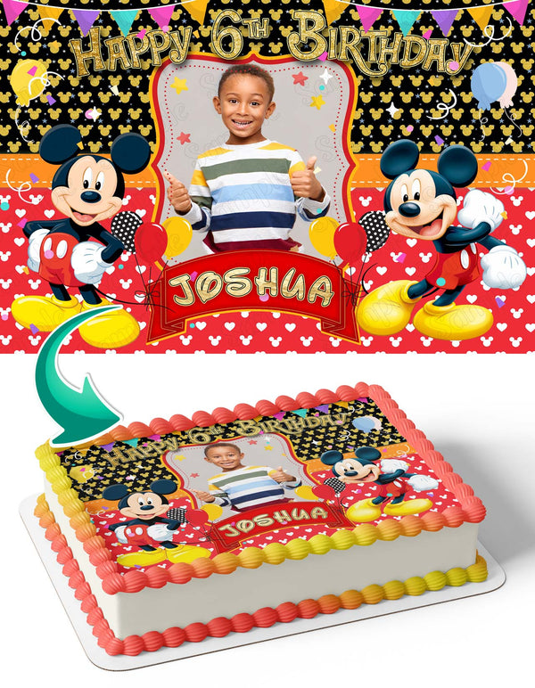 Mickey Mouse Kids Photo Frame Edible Cake Topper Image