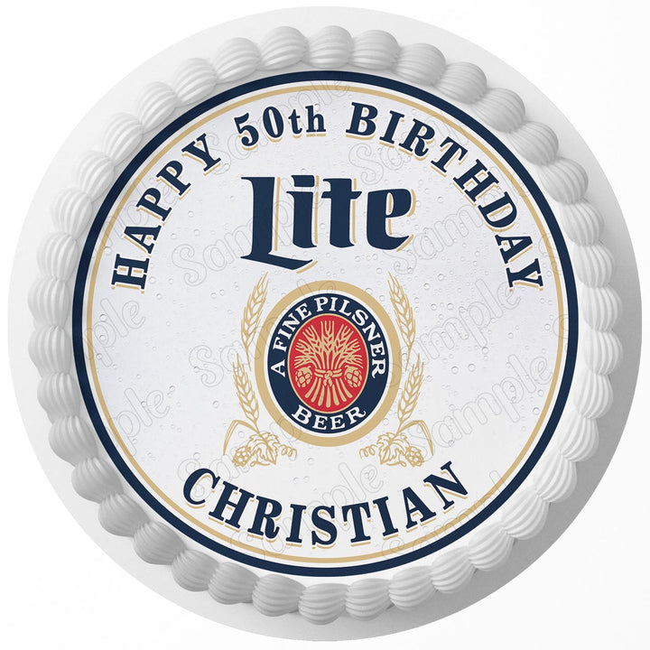 Beer Lovers Fan  Edible Cake Toppers Round