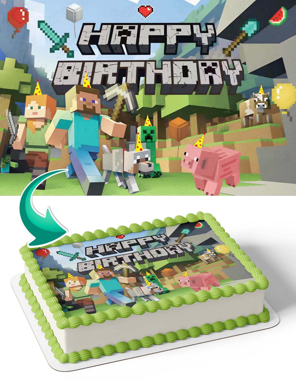 Minecraft Game GB Edible Cake Toppers