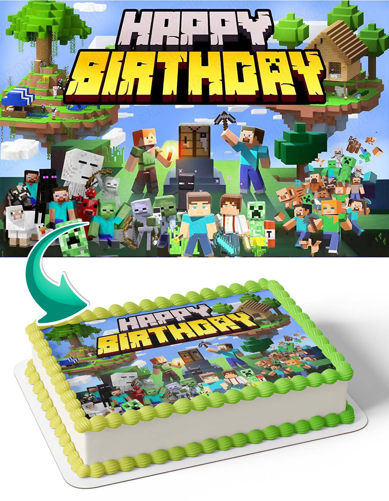 Minecraft Game YBFondant Edible Cake Toppers – Edible Cake Topper Corp