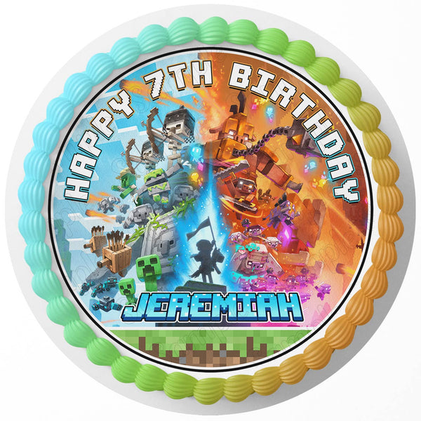 Craft Kids Blocks Game Legends GP Edible Cake Toppers Round