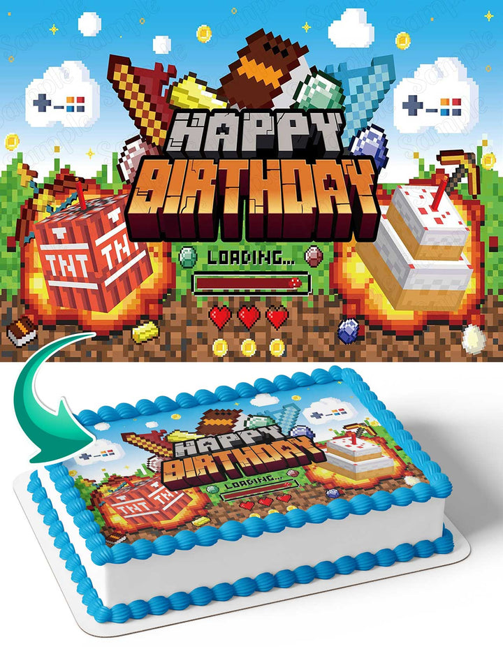 Minecraft Pixel Creeper Steve TNT Edible Cake Toppers