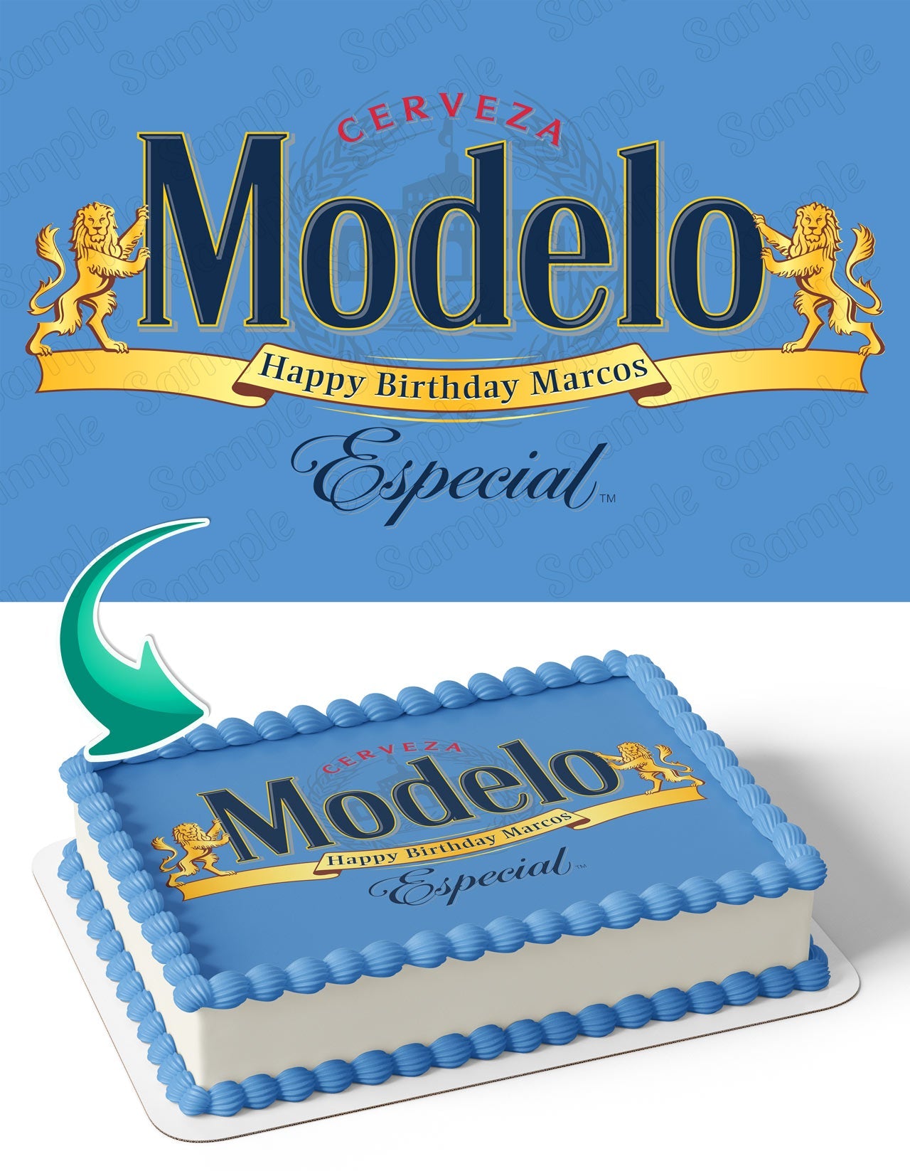 Modelo Beer Blue Edible Cake Toppers – Edible Cake Topper Corp