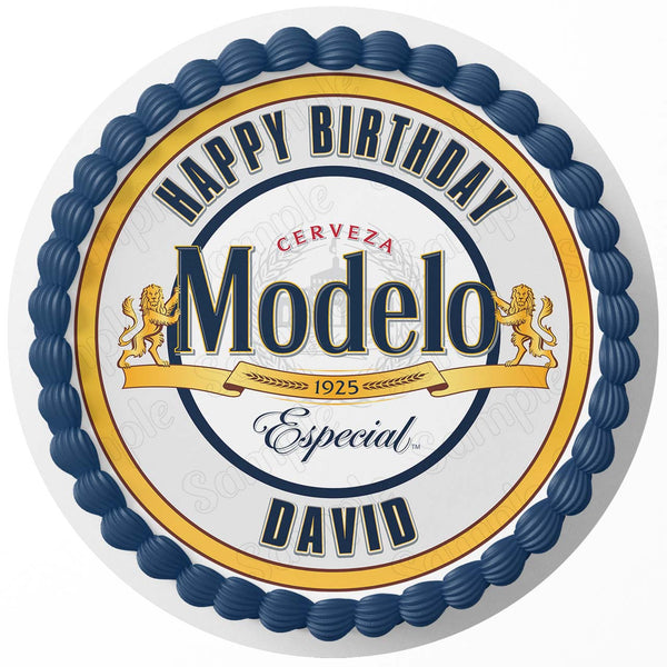 Modelo Especial Beer Edible Cake Toppers Round