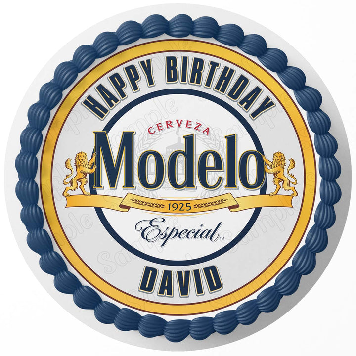 Modelo Especial Beer Edible Cake Toppers Round