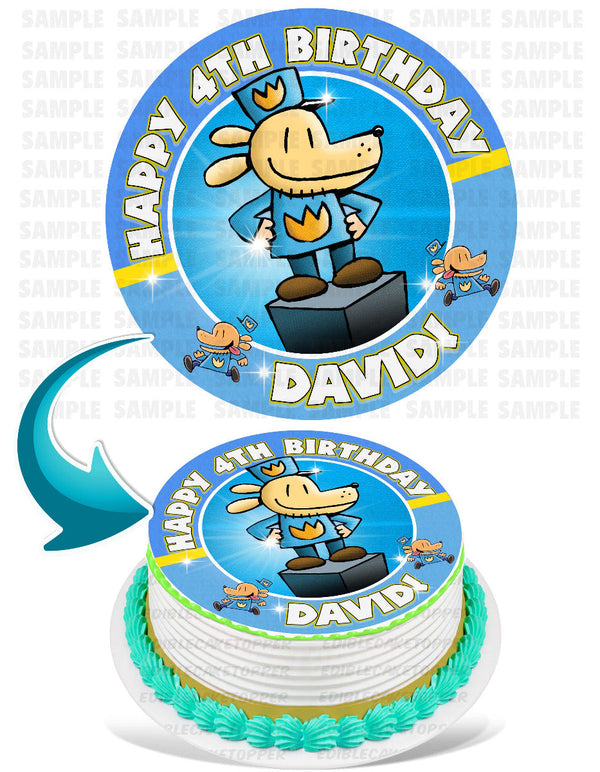 Dogman Kids Fun Edible Cake Toppers Round