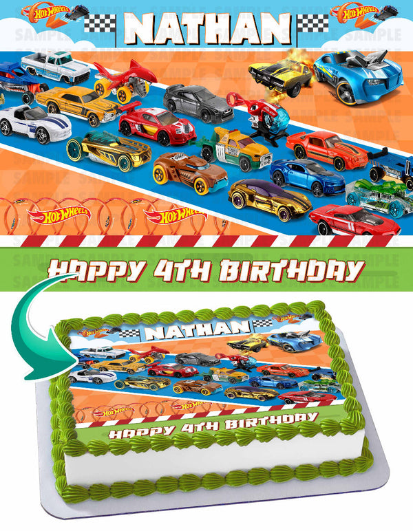 Hot Cars Kids Wheels Fun Deco Themed Edible Cake Toppers
