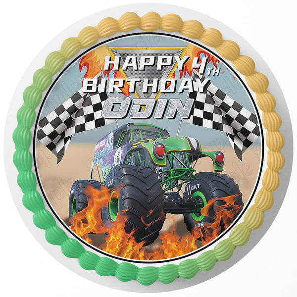 Monster Truck Grave Digger Edible Cake Toppers Round