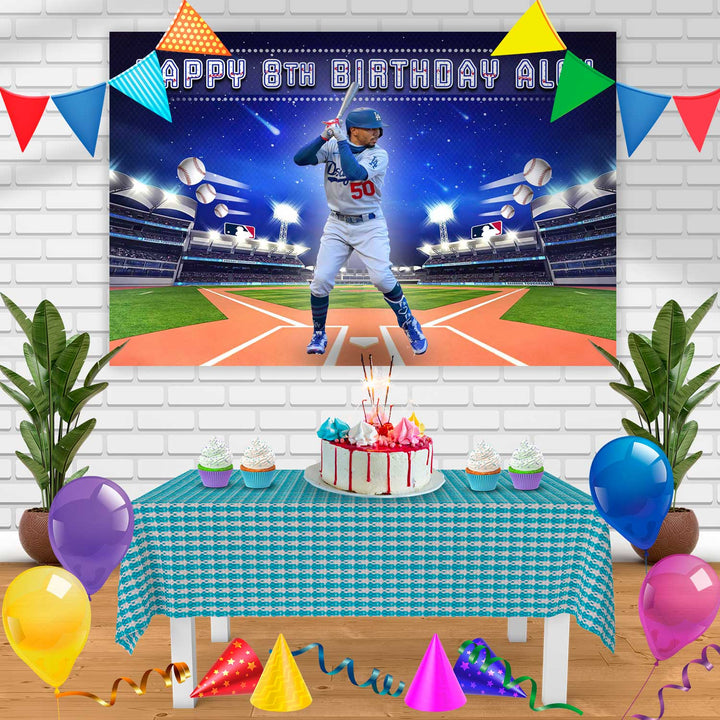 Mookie Betts Dodgers Birthday Banner Personalized Party Backdrop Decoration