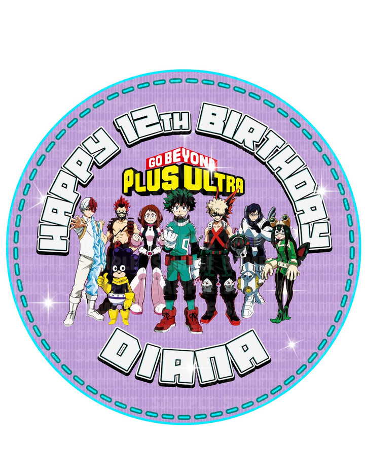 My Hero Academy Plus Ultra Edible Cake Toppers Round