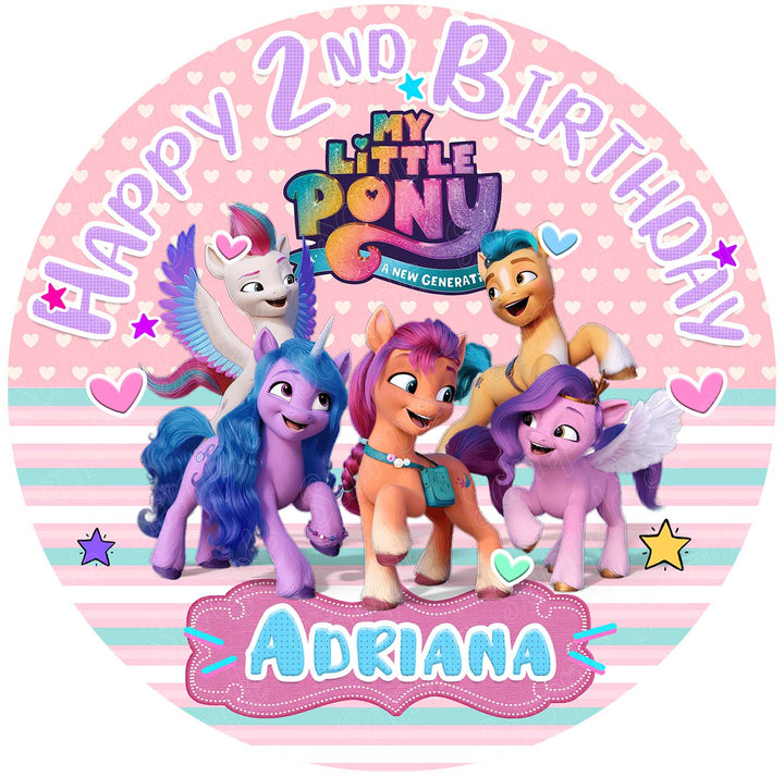 Little Pony Generation Kids Girls Glitter Edible Cake Toppers Round