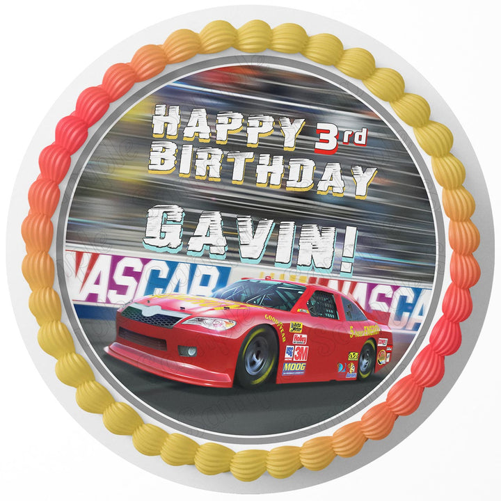 Speed Racing Cars Edible Cake Toppers Round