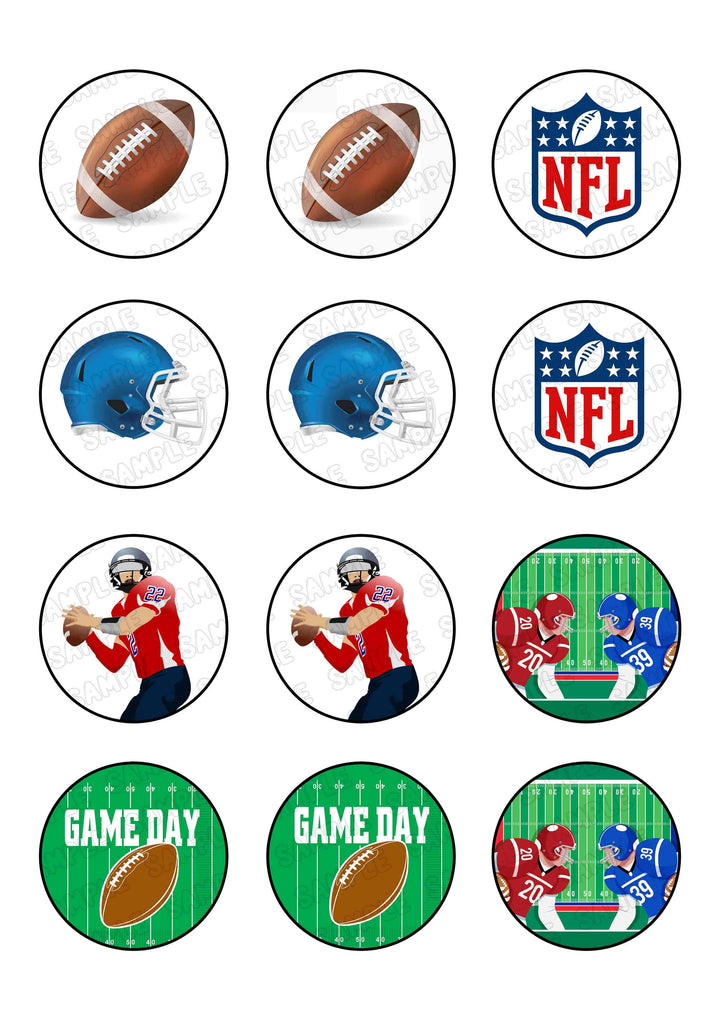 American Football Edible Cupcake Toppers