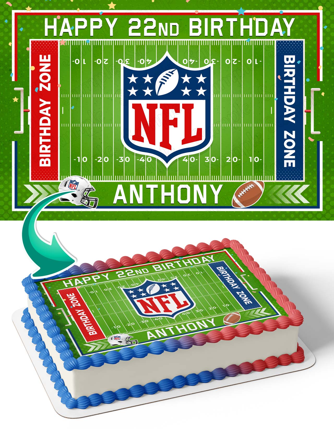 NFL League Edible Cake Toppers Edible Cake Topper Corp Nfl league edible cake toppers edible cake topper corp