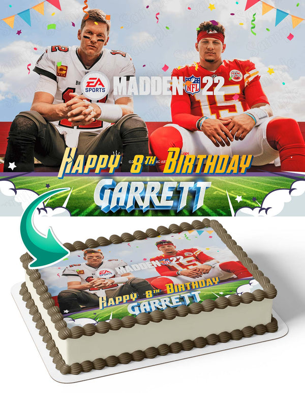 NFL Madden 22 Tom Brady Patrick Mahomes Edible Cake Toppers