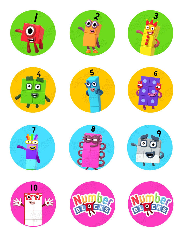 Number Blocks Edible Cupcake Toppers