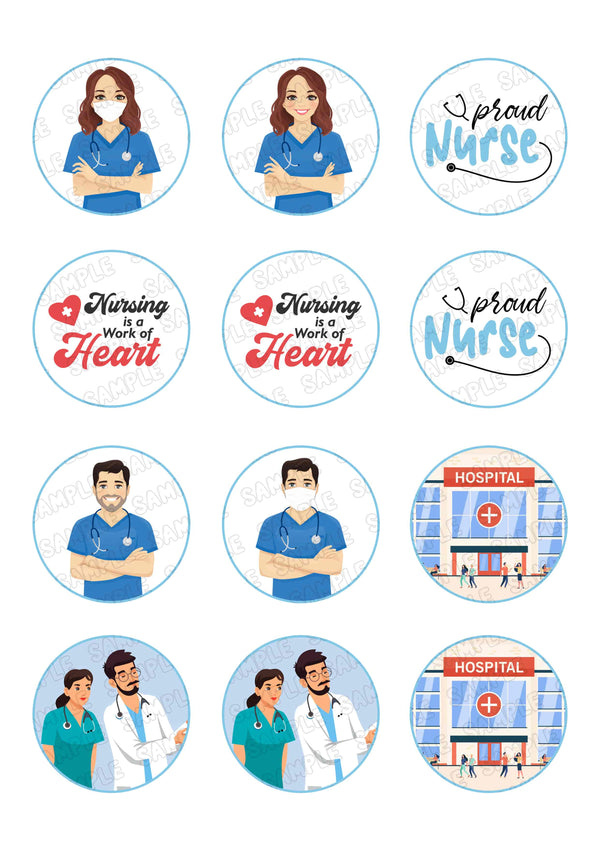 Nurse Edible Cupcake Toppers