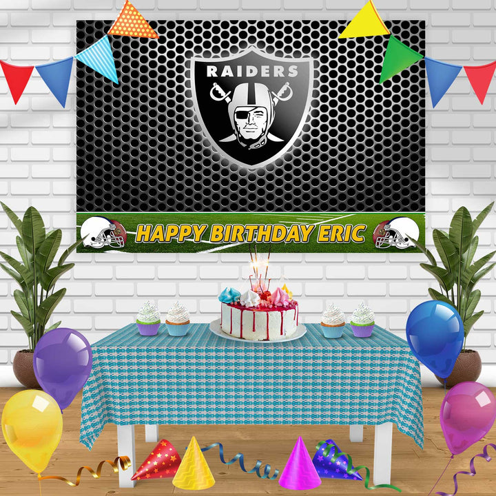 Oakland Raiders Birthday Banner Personalized Party Backdrop Decoration