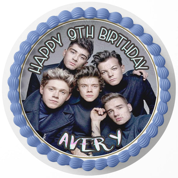 One Direction Band Edible Cake Toppers Round