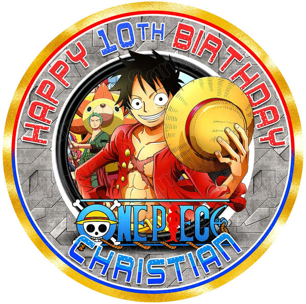 One Piece Luffy Edible Cake Toppers Round