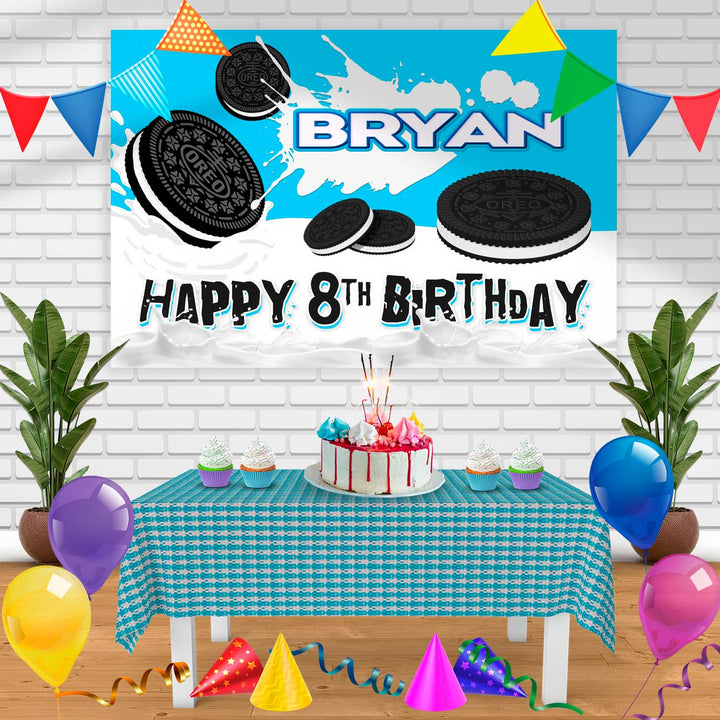 Chocolate Oreo Cookies Birthday Banner Personalized Party Backdrop Decoration
