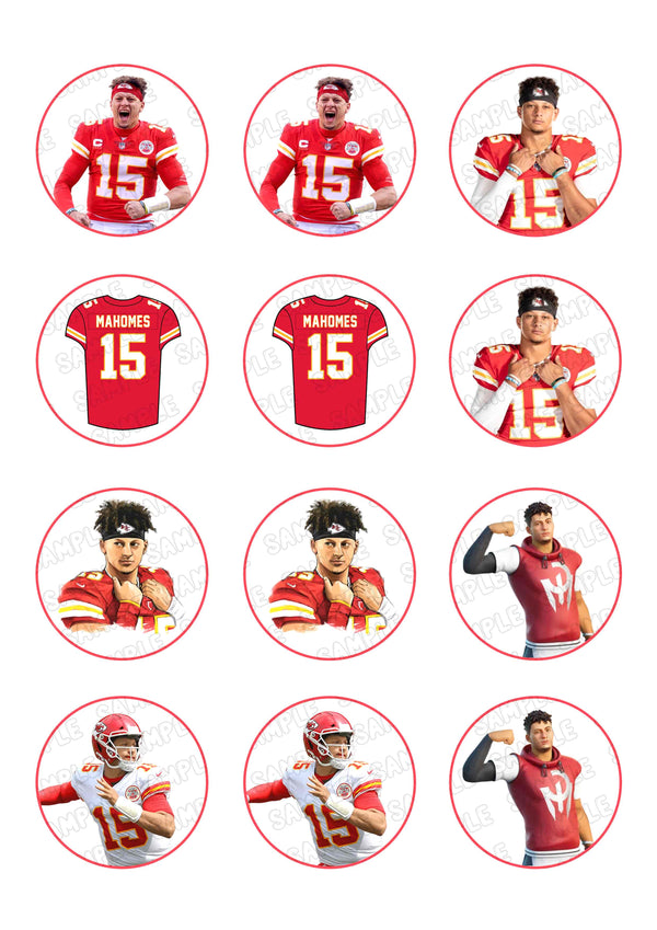 Patrick Mahomes II Edible Cupcake Toppers