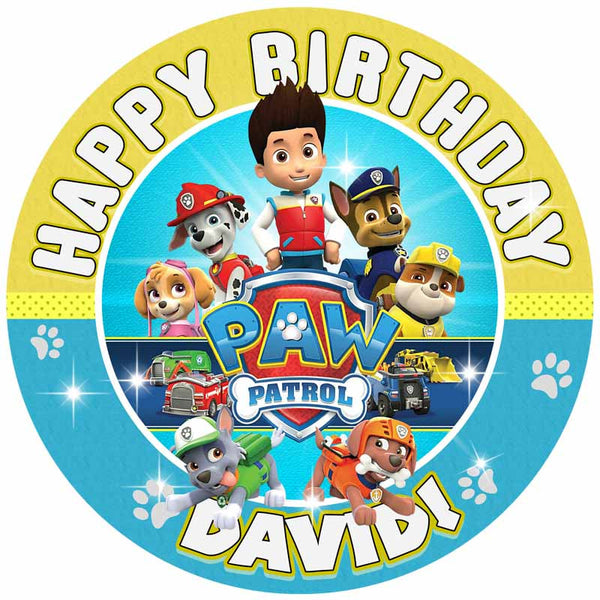 Paw Rangers Puppies Patrol Kids Boys Girls Edible Cake Toppers Round