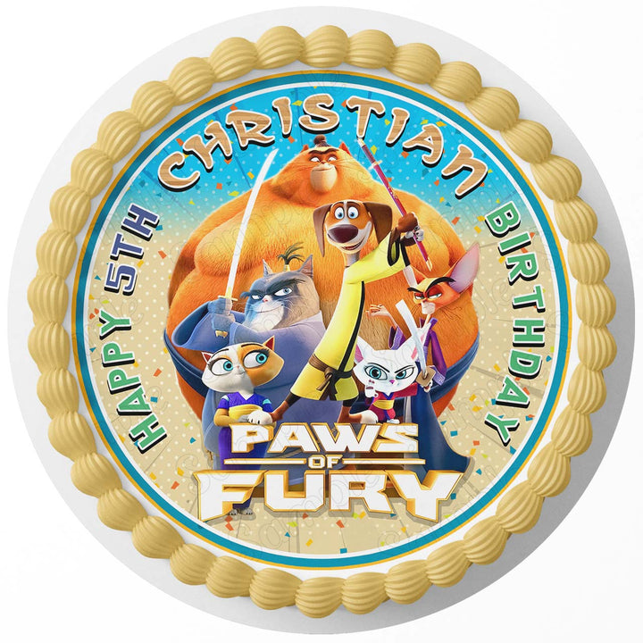 Paws of Fury The Legend of Hank Edible Cake Toppers Round