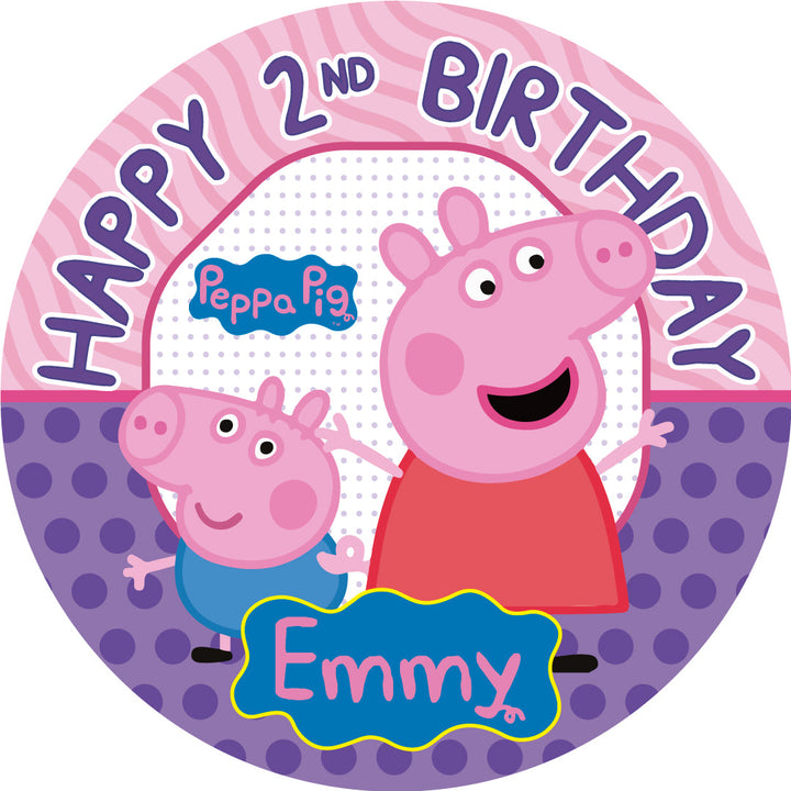 Pink Pig Cute Family Fun Edible Cake Toppers Round