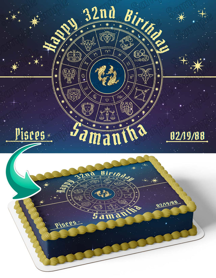 Pisces Horoscope Astrology Zodiac Edible Cake Toppers