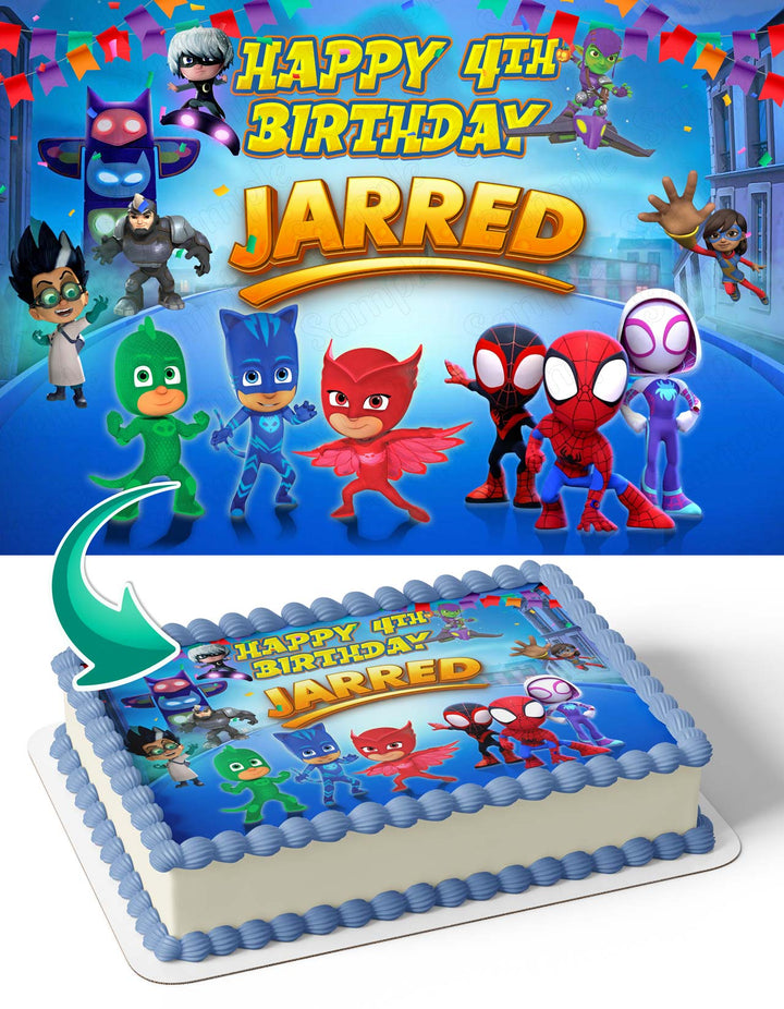 PJ Masks Spidey Spider and Friends Gecko Cat Boy Edible Cake Toppers