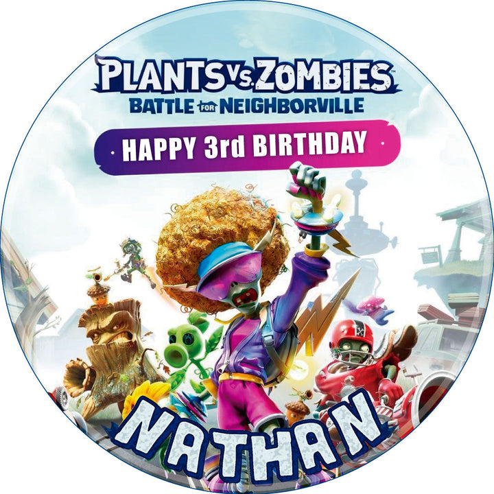 Plants and Zombies Kids Game Edible Cake Toppers Round