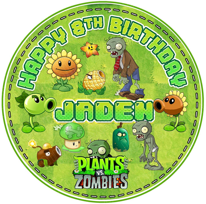 Plants and Zombies Kids Game Edible Cake Toppers Round